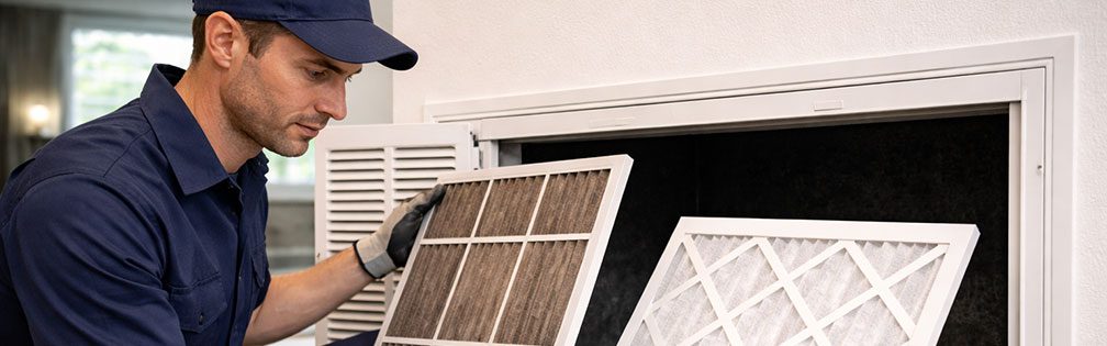 HVAC tech comparing air filters